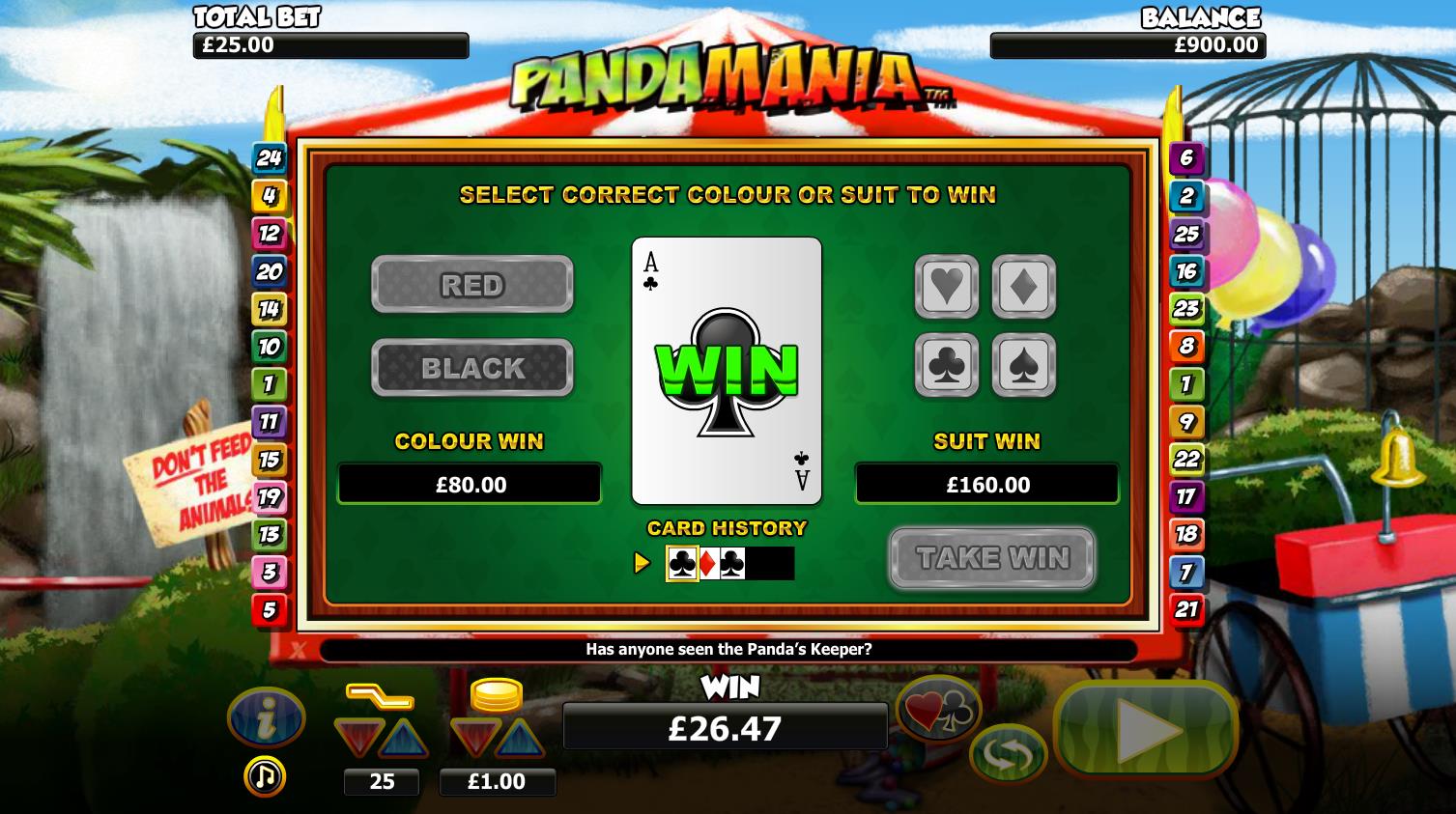 Pandamania Gamble Win
